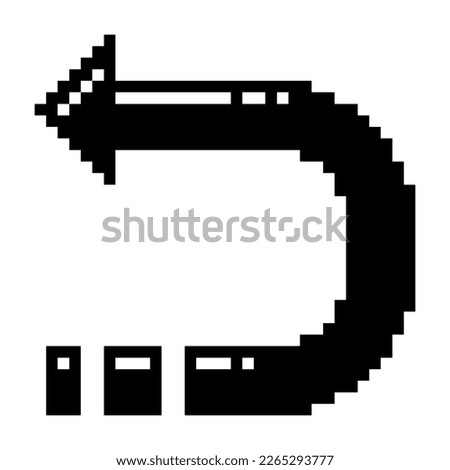 Undo arrow icon, left turn direction symbol icon black-white vector pixel art icon