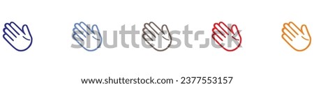 Waving hands icons set isolated on white background. A sign of greeting or goodbye. Flat style. Vector illustration