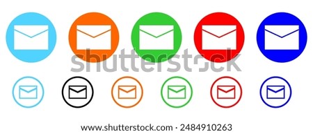 mail envelope icon, message icon, email symbol in filled, thin line, outline and stroke style for apps and website.
