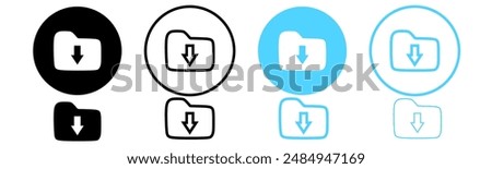 download folder icon, file document import icon sign with arrow down - save folder file icon button.