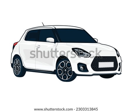 white color 3D editable car vector illustration