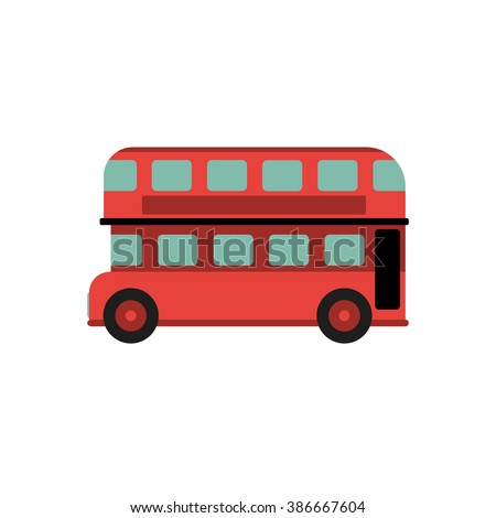 Red Retro City Double Decker Bus Isolated Icon Graphic Picture Vector Side Tours UK Travel London