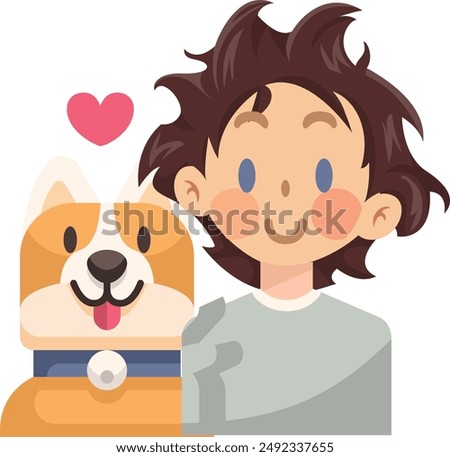 Girl's love for her dog icon- Colorful filled icon - Fully editable in eps format