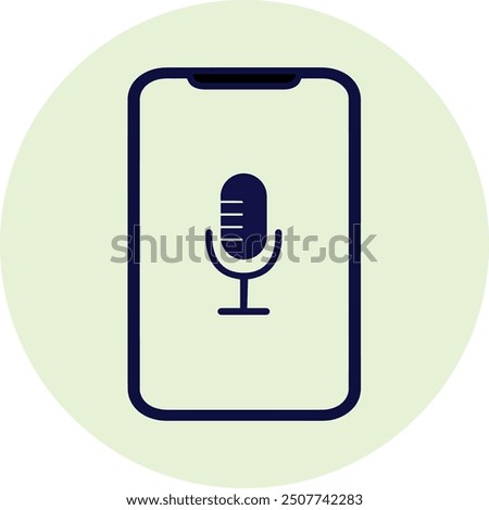 Mobile phone with mic icon inside it in a round circle