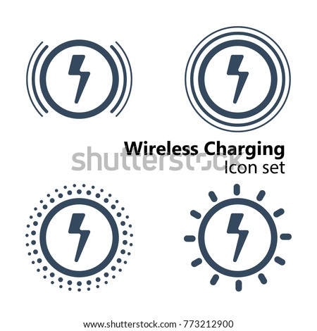 Wireless Charging Icon set, vector illustration
