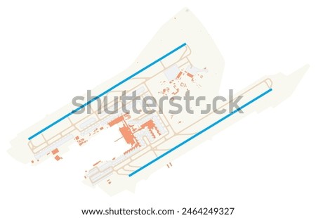 Map of Palma de Mallorca Airport (Spain). IATA-code: PMI. Airport diagram with runways, taxiways, apron, parking areas and buildings. Map Data from OpenStreetMap.