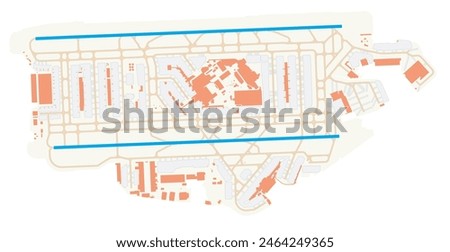 Map of Heathrow Airport (United Kingdom). IATA-code: LHR. Airport diagram with runways, taxiways, apron, parking areas and buildings. Map Data from OpenStreetMap.