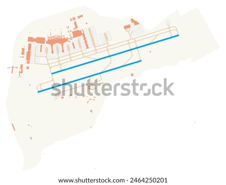 Map of Sao Paulo-Guarulhos International Airport (Brazil). IATA-code: GRU. Airport diagram with runways, taxiways, apron, parking areas and buildings. Map Data from OpenStreetMap.