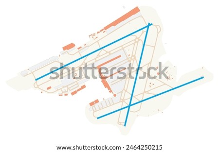 Map of Brussels Airport (Zaventem Airport) (Belgium). IATA-code: BRU. Airport diagram with runways, taxiways, apron, parking areas and buildings. Map Data from OpenStreetMap.