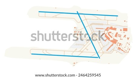 Map of Dublin Airport (Ireland). IATA-code: DUB. Airport diagram with runways, taxiways, apron, parking areas and buildings. Map Data from OpenStreetMap.