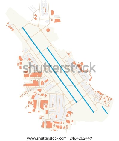 Map of Toulouse-Blagnac Airport (France). IATA-code: TLS. Airport diagram with runways, taxiways, apron, parking areas and buildings. Map Data from OpenStreetMap.