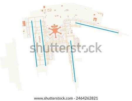 Map of Beijing Daxing International Airport (People's Republic of China). IATA-code: PKX. Airport diagram with runways, taxiways, apron, parking areas and buildings. Map Data from OpenStreetMap.