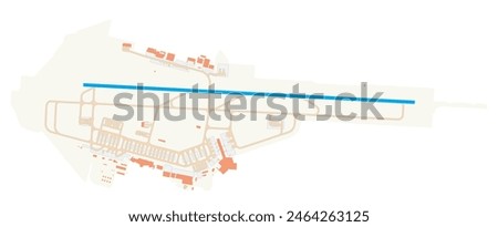 Map of Sofia Airport (Bulgaria). IATA-code: SOF. Airport diagram with runways, taxiways, apron, parking areas and buildings. Map Data from OpenStreetMap.