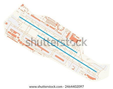 Map of Dubai International Airport (United Arab Emirates). IATA-code: DXB. Airport diagram with runways, taxiways, apron, parking areas and buildings. Map Data from OpenStreetMap.