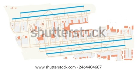 Map of Los Angeles International Airport (United States of America). IATA-code: LAX. Airport diagram with runways, taxiways, apron, parking areas and buildings. Map Data from OpenStreetMap.