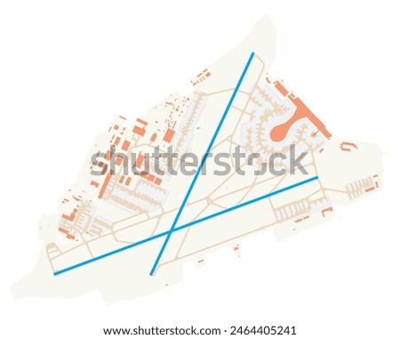 Map of Vnukovo International Airport (Russia). IATA-code: VKO. Airport diagram with runways, taxiways, apron, parking areas and buildings. Map Data from OpenStreetMap.