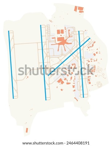 Map of Charlotte Douglas International Airport (United States of America). IATA-code: CLT. Airport diagram with runways, taxiways, apron, parking areas and buildings. Map Data from OpenStreetMap.