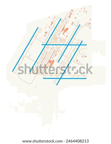 Map of Detroit Metropolitan Wayne County Airport (United States of America). IATA-code: DTW. Airport diagram with runways, taxiways, apron, parking areas and buildings. Map Data from OpenStreetMap.