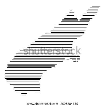 Symbol Map of the Regional Council Canterbury (New Zealand) showing the territory with parallel black lines in different line thickness