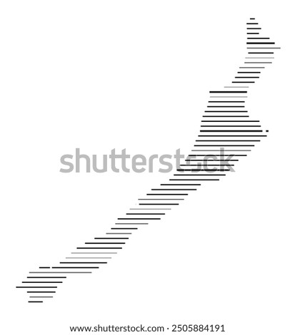 Symbol Map of the Regional Council West Coast (New Zealand) showing the territory with parallel black lines in different line thickness