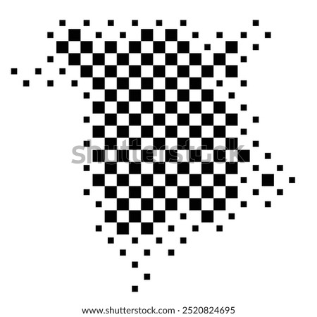 Symbol Map of the Province New Brunswick (Canada) showing the territory with a pattern of black squares like a chessboard