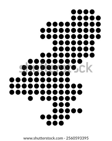 Symbol Map of the City Ulm (Germany) showing the city with a pattern of just a few black dots