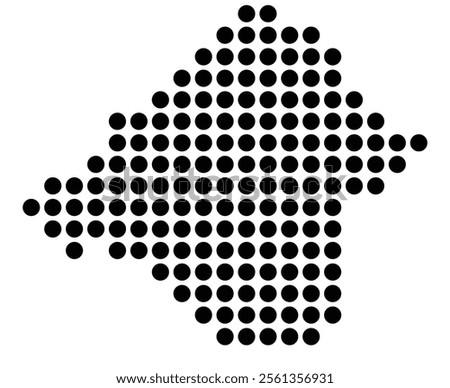 Symbol Map of the City Genk (Belgium) showing the city with a pattern of just a few black dots