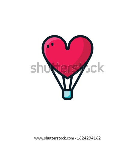 Hot air balloon filled outline icons. Vector illustration. Editable stroke. Isolated icon suitable for web, infographics, interface and apps.