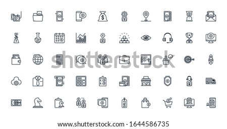 Set of outline icon related with business and finance. Editable stroke. Outline icons suitable for web, infographics, interface and apps.