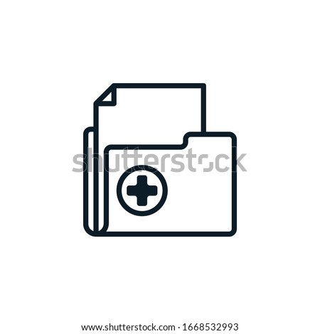Medical history, health record folder outline icons. Vector illustration. Editable stroke. Isolated icon suitable for web, infographics, interface and apps.