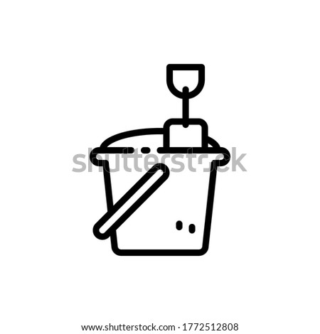 Sand bucket outline icons. Vector illustration. Editable stroke. Isolated icon suitable for web, infographics, interface and apps.