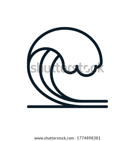 Sea wave outline icons. Vector illustration. Editable stroke. Isolated icon suitable for web, infographics, interface and apps.