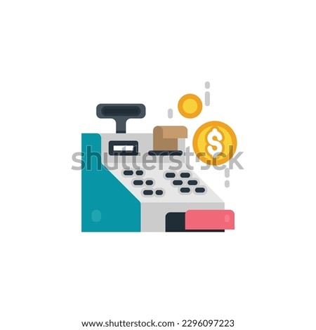 Cash register flat icons. Vector illustration. Isolated icon suitable for web, infographics, interface and apps.