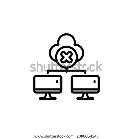 Cloud with a cross mark, computer disconnect to the 