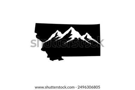 Mountain illustration with Montana map, outdoor adventure