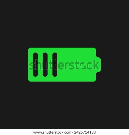 Acid green color battery charging level vector illustration. Mobile phone battery flat isolated sign. Rave psychedelic style. 90s style design. Electricity element silhouette. Power minimalist logo.