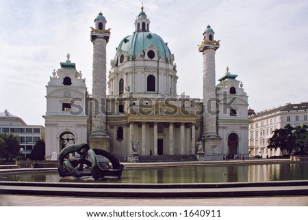 Karlskirche church in Vienna, Austria. Point of interest in Vienna