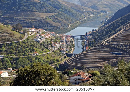 Douro Valley - main Vineyard region in Portugal. Town Pinhao. Portugal\'s port wine vineyards. Point of interest in Portugal.
