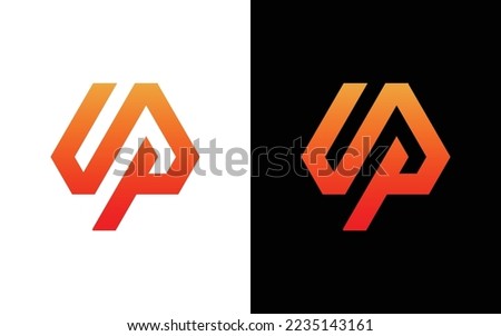 UP letter logo design polygon monogram icon vector template