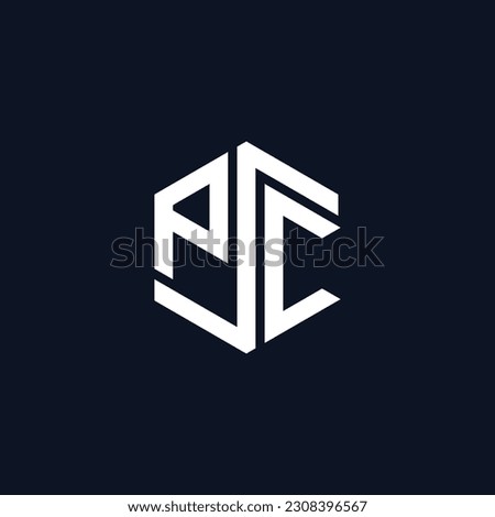 PSC letter logo design polygon monogram icon vector template