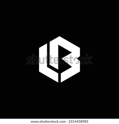 Letter L B Polygon, Hexagonal Minimal Logo Design On Black And White Background