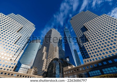 Brookfield Place in downtown Manhattan, New York at a sunny day in November 2022. I like to spot; you'll have great views on New Jersey from here, there's a great shopping mall. Stock fotó © 