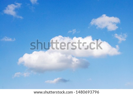 Similar – Image, Stock Photo Fair weather clouds in front of a blue sky and a small section of a red tiled roof with a parabolic antenna / satellite dish / football transmission