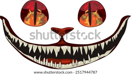 scary cat eyes and mouth creepy face cheshire cats vector 