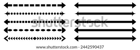 simple long arrow icon set. double arrow, 2 horizontal arrows. vector isolated on white background. design can be edited