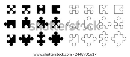 Puzzle Extension Icon Set. Modern Vector Isolated on White Background. Design for Apps, Web, UI