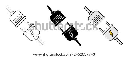 set of icons of electrical sockets with plugs. connection and disconnection symbols. modern design for poster, app, web, social media.