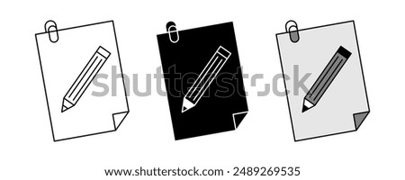 file edit icon set. document and pen symbol. isolated design on white background