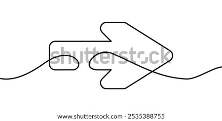 continuous line drawing of right direction arrow symbol. abstract line art illustration