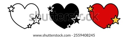 collection of favorite icons, heart and star symbols. simple design isolated on white background. design for app, web, poster.